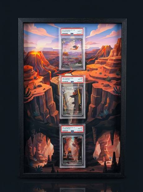 Cadre immersif 30 × 45 cm — trio Dracaufeu